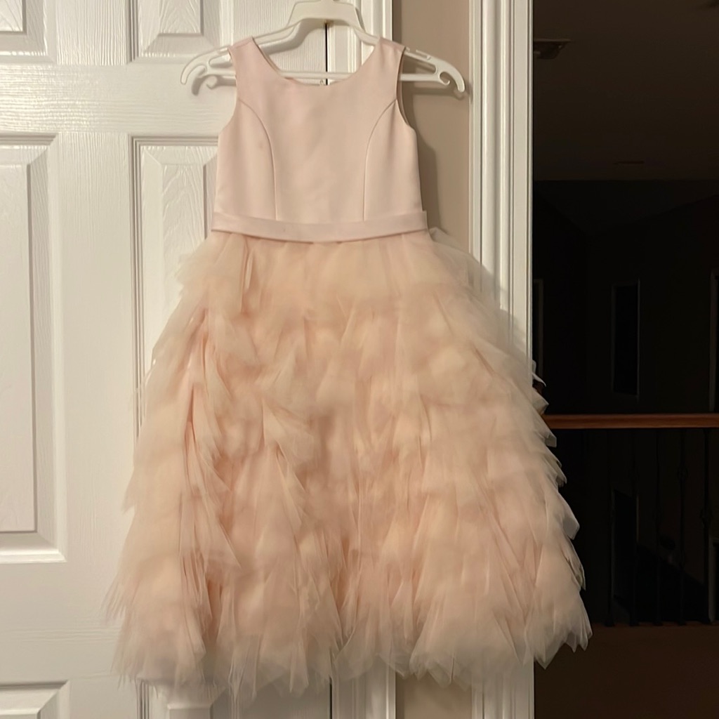 Us Angels Pale Blush Layered Tulle Flower Girl Dress